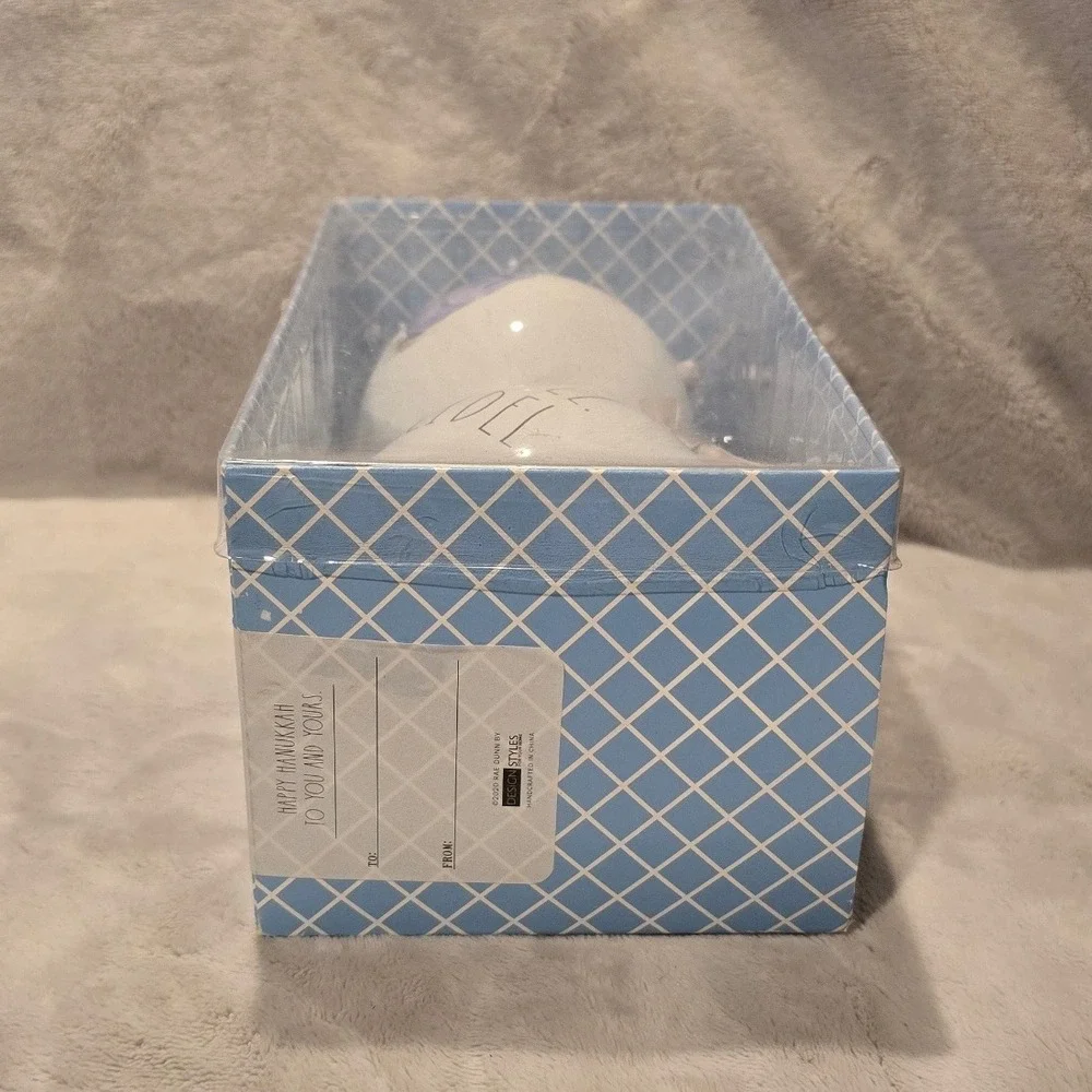 Rae Dunn Set of 2‎ Happy Hanukkah Glass Ornaments Dreidel Set